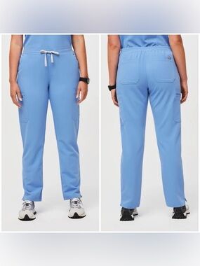 Figs Yola Elastic Waistband Skinny Scrub Pants Ceil Blue (Size M)